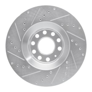 Audi A4 Brake Rotor (1) - Front Right - R1 Concepts - Drilled & Slotted - Silver - `98-`09